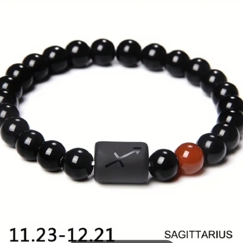 ♐️‎ Sagittarius zodiac black stone bracelet